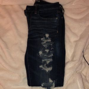 American Eagle Dark Wash Distressed Jeggings